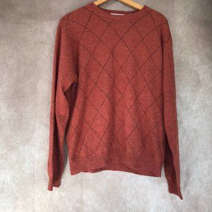 American Blue Medium Orange Cashmere Argyle Sweater